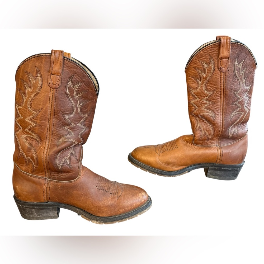 Double H Work West Brown Leather Western Boots Men’s Size 9.5 Women’s 10.5 - Picture 5 of 9